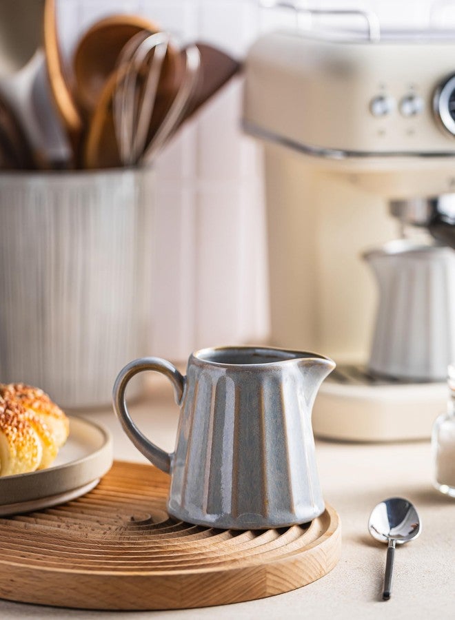 إبريق كريمة سيراميك من YHOJOY، وعاء كريمة بمقبض، إبريق حليب صغير سعة 10 أونصة للقهوة والصلصات والسلطة، رمادي - Image 4